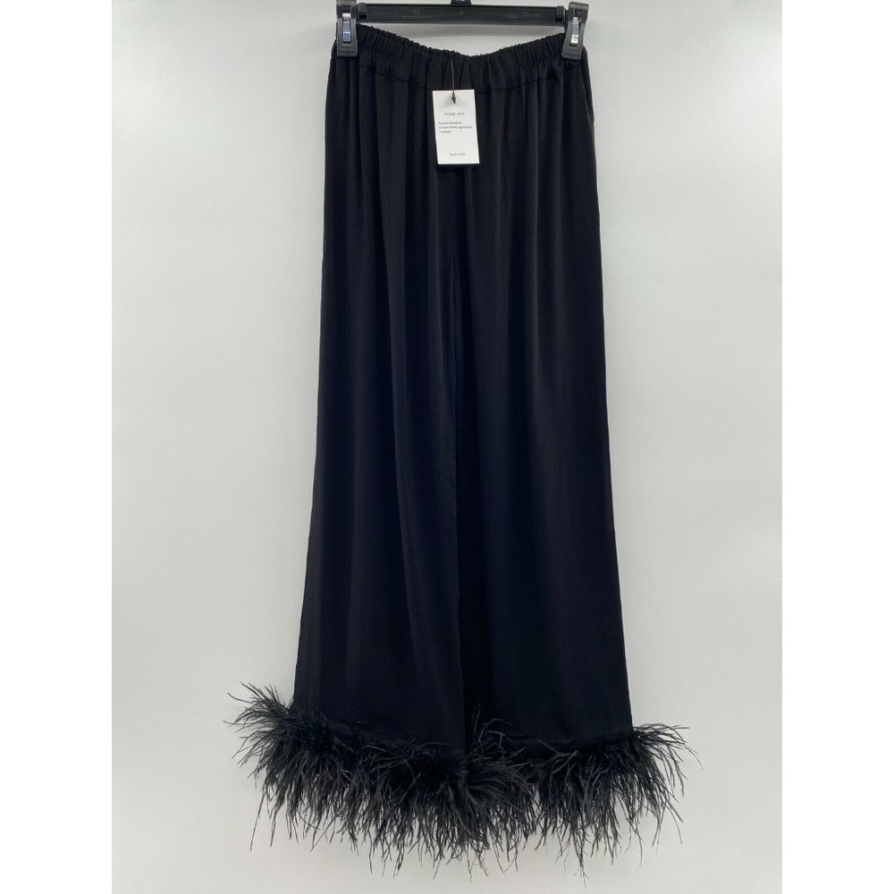 Sleeper Women’s Pajama Party Set Ostrich Feathers Black Double Feather Trim sz L - Picture 6 of 6